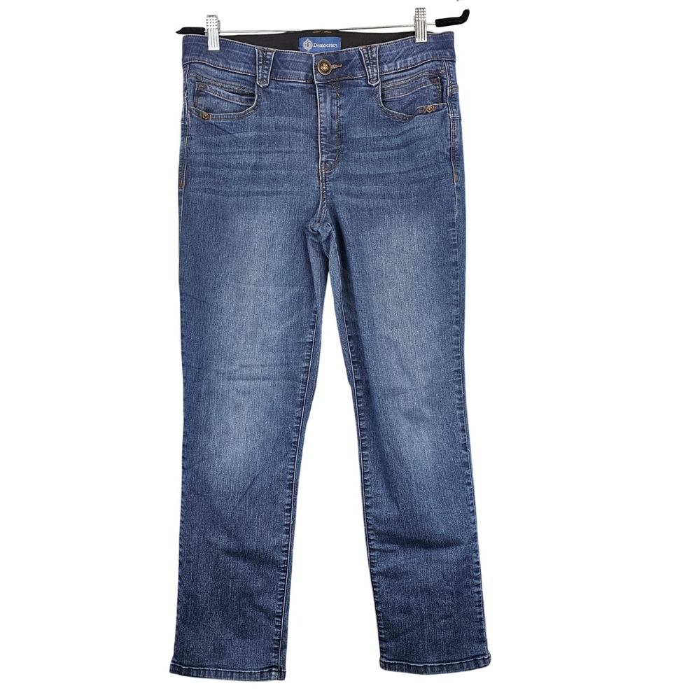 Democracy Absolution Straight Leg Jeans Blue Medium Wash Tummy Control Womens 12